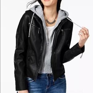 Jou Jou Juniors Hooded Faux-Leather XXL Black NWT